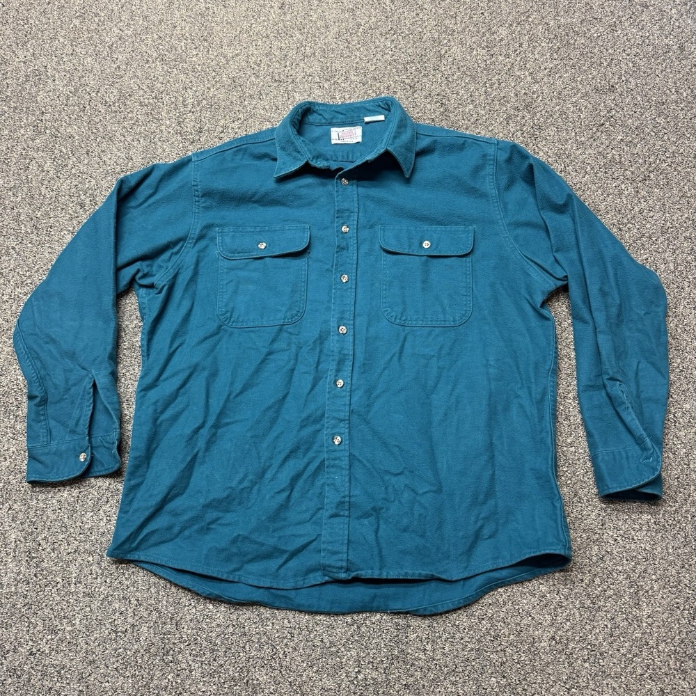 VTG Private Property Flannel Shirt Mens 2XL Blue Blanket Button Up USA 90s